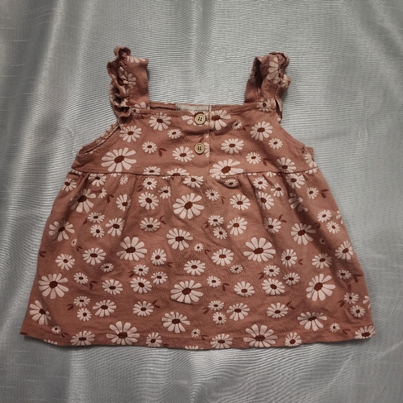 Girls Willow and Whimsy Flowy Floral Top with Ruffle Straps - Tan, Size 18 Month - Picture 2 of 4